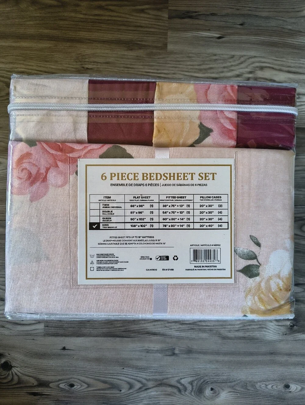 King Floral 6-Piece Bedsheet Set in Pink Floral Print